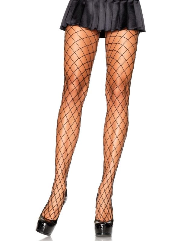 Elastaan diamant netpanty zwart main product photo