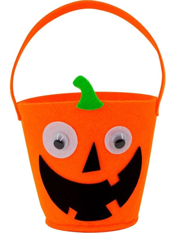 Emmer van vilt pompoen trick or treat oranje