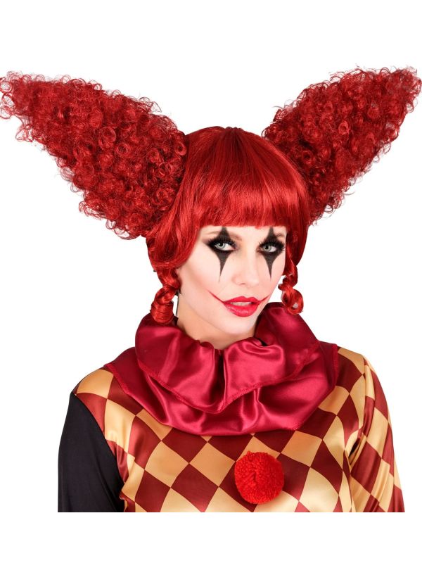 Enge Clown Pruik Rood Halloween Dames