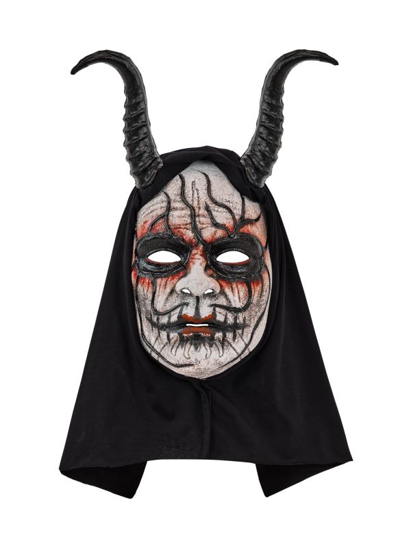 Enge Griezel Masker met Hoorns en Capuchon Zwart Halloween