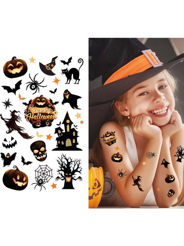 Enge halloween tattoos met lijm kind