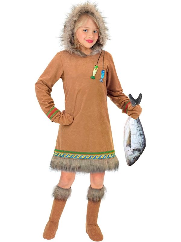 Eskimo Vissers Outfit Meisjes Bruin