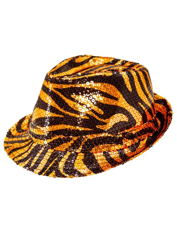 Fedora Hoed Oranje met Tijgerprint Dames Heren