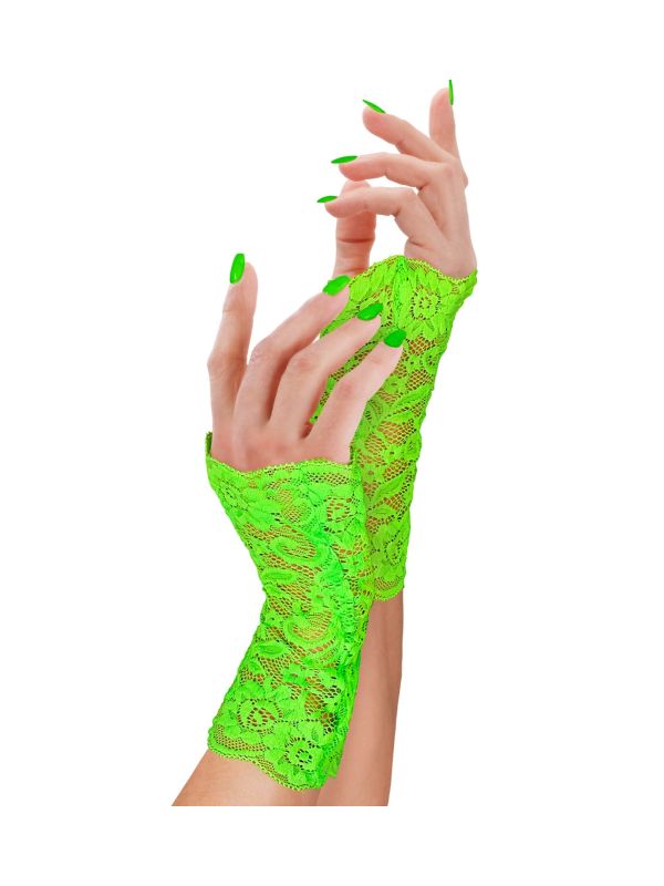 Feest Handschoenen Vingerloos Neon Groen Dames