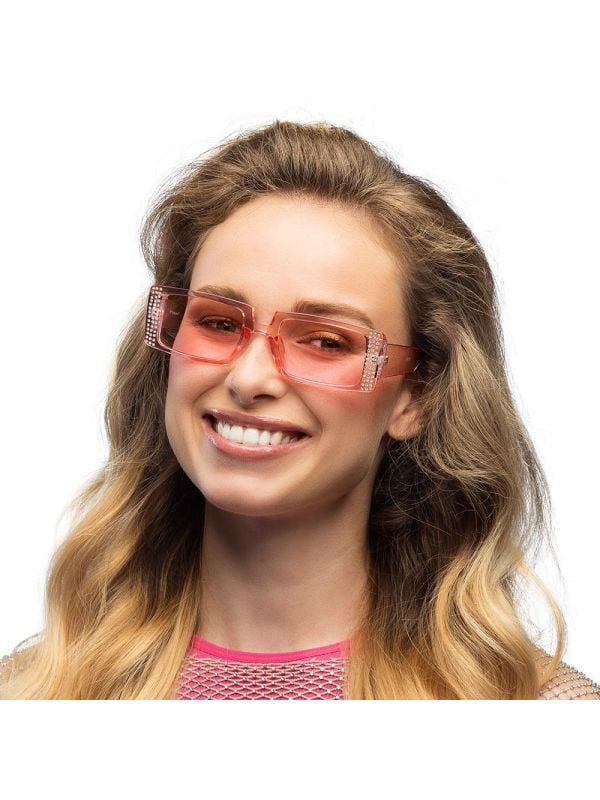 Feestelijke Roze Bril met Diamantjes