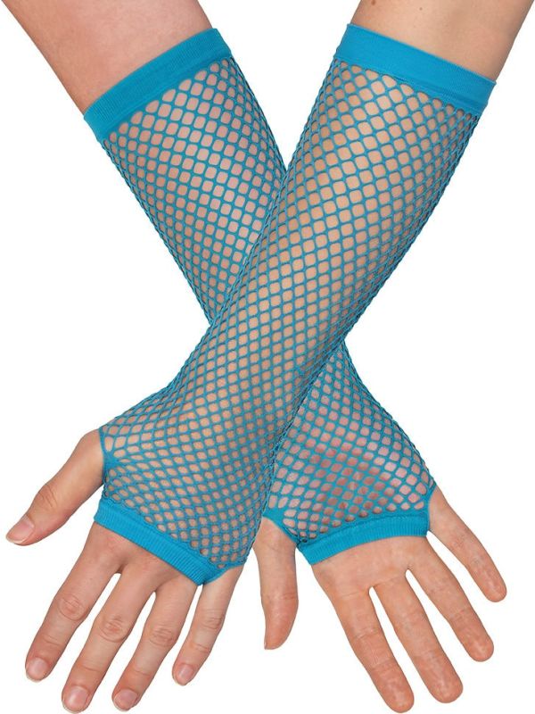 Festival Visnet Vingerloze Handschoenen Neonblauw