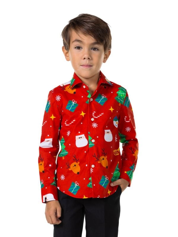 Festivity Red Boys shirt Jongens Opposuits