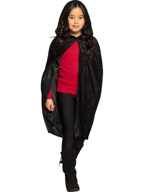 Fluwelen cape kind zwart
