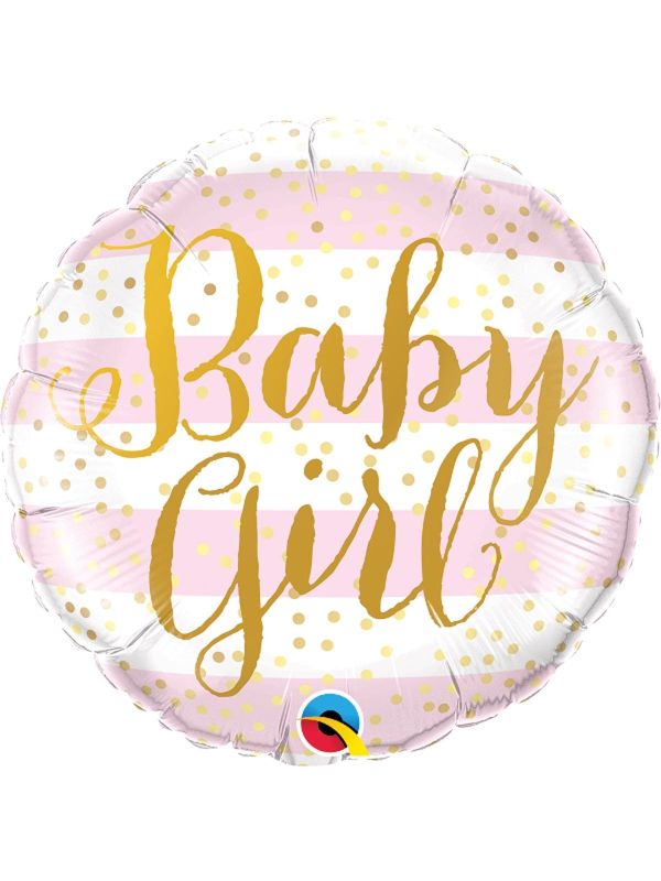 Folieballon baby girl strepen roze main product photo