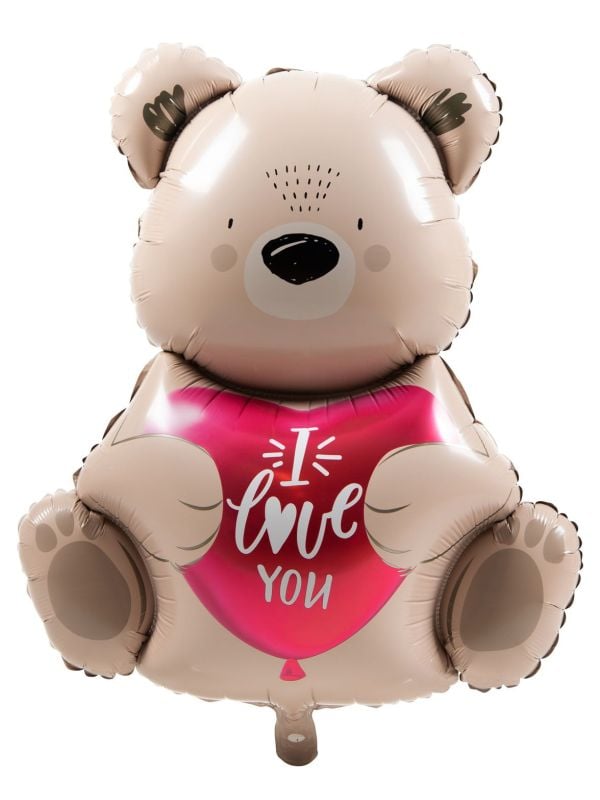 Folieballon Bruine beer "I love you"