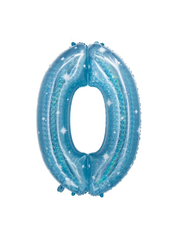 Folieballon cijfer 0 galatic aqua 101cm main product photo
