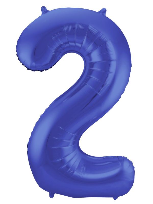 Folieballon cijfer 2 metallic blauw 86cm main product photo