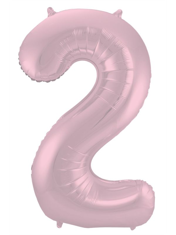 Folieballon Cijfer 2 Metallic Pastel Roze 86Cm