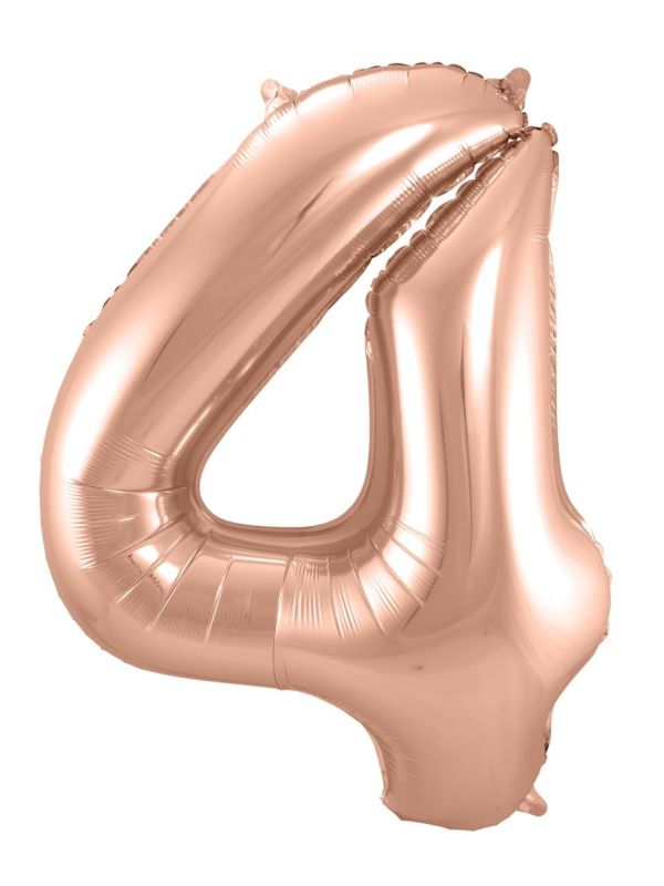 Folieballon cijfer 4 rose goud 86cm main product photo