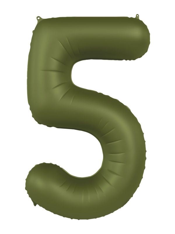 Folieballon Cijfer 5 - Olijfgroen