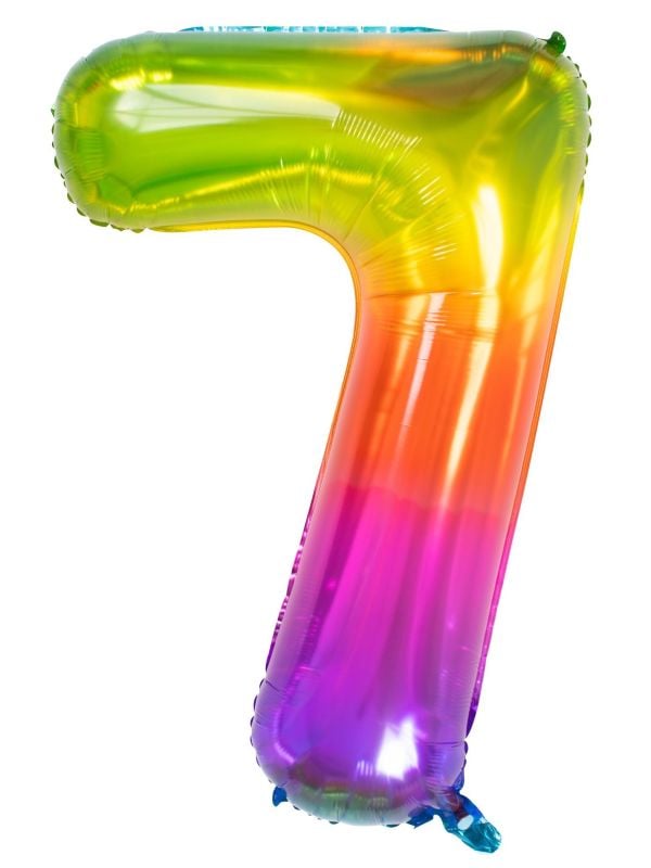 Folieballon cijfer 7 yummy gummy rainbow