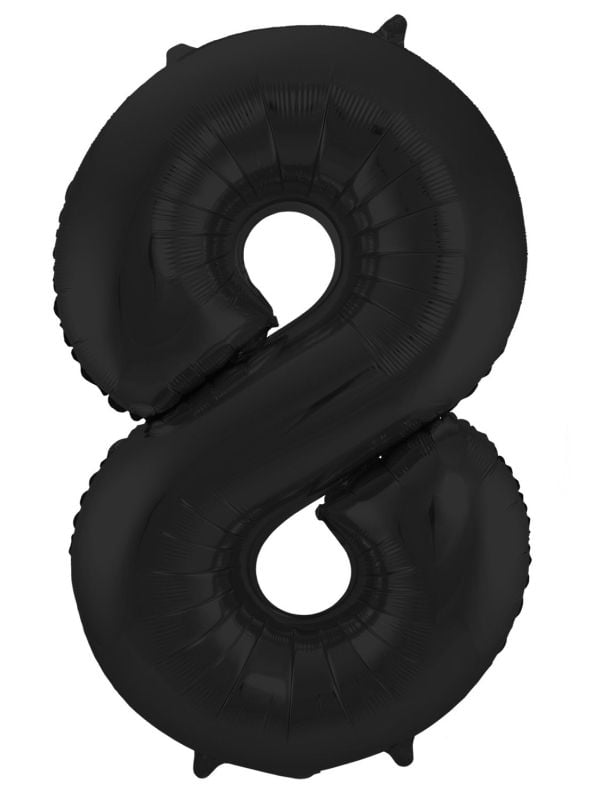 Folieballon cijfer 8 metallic zwart 86cm