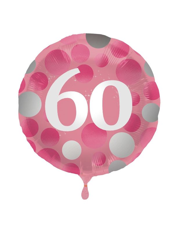 Folieballon glossy 60 happy birthday roze main product photo