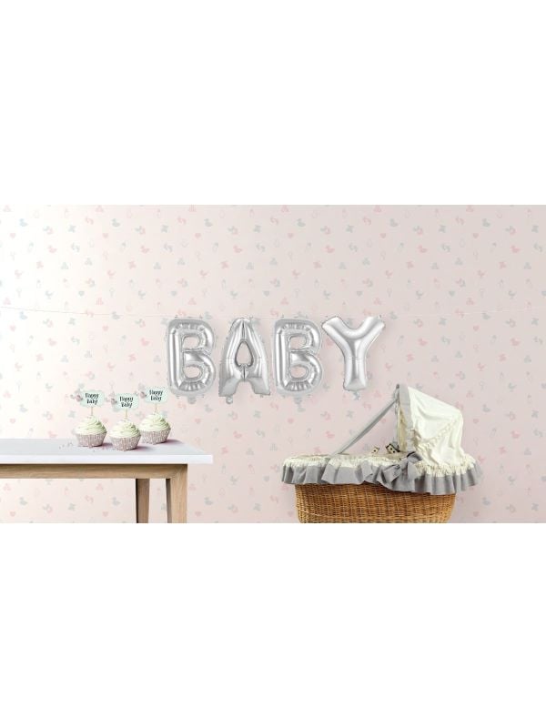 Folieballon letters baby zilver