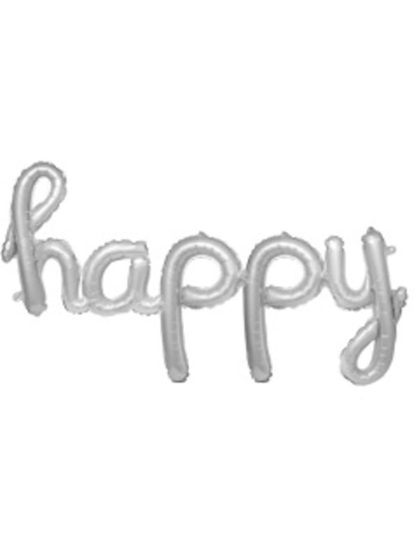 Folieballon letters happy zilver 90cm main product photo