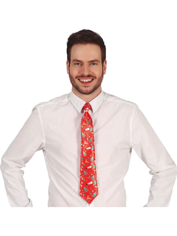 Foute kerst stropdas met print rood