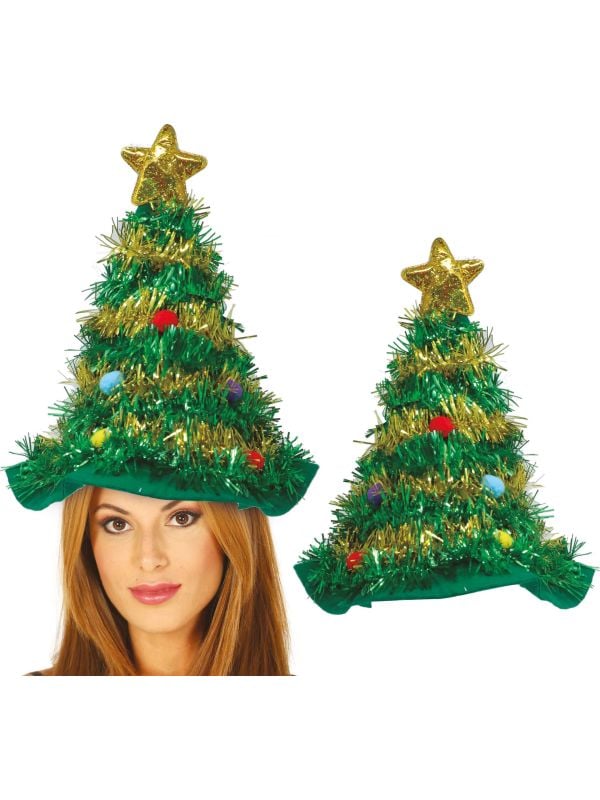 Foute kerstboom hoed met ster