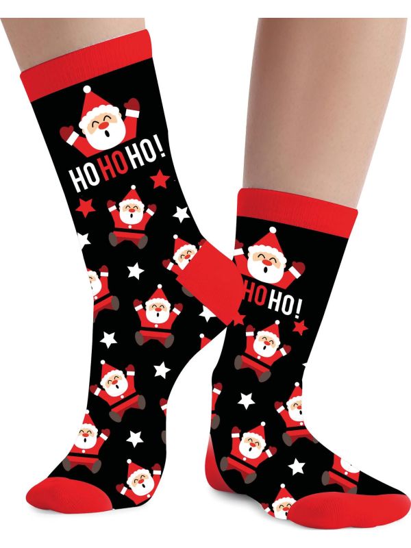Foute kerstsokken kind kerstman zwart
