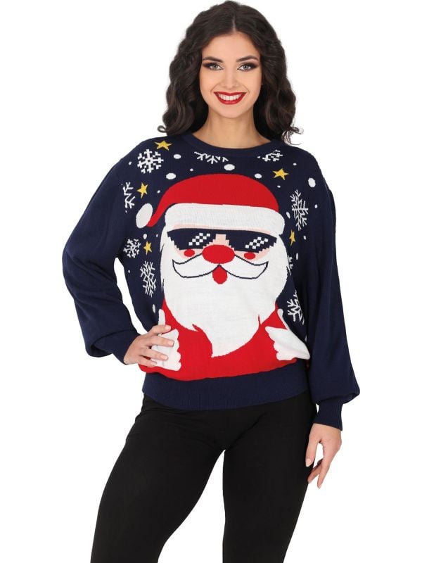 Foute kersttrui cool santa dames