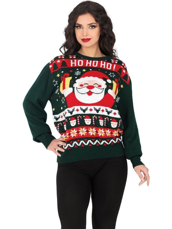 Foute kersttrui ho ho ho dames