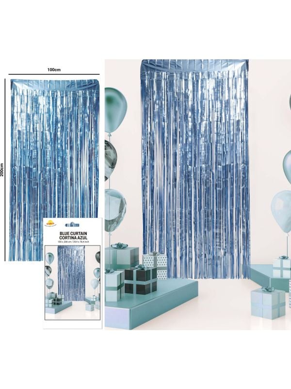 Franjegordijn blauw metallic mat 100 x 200 cm main product photo