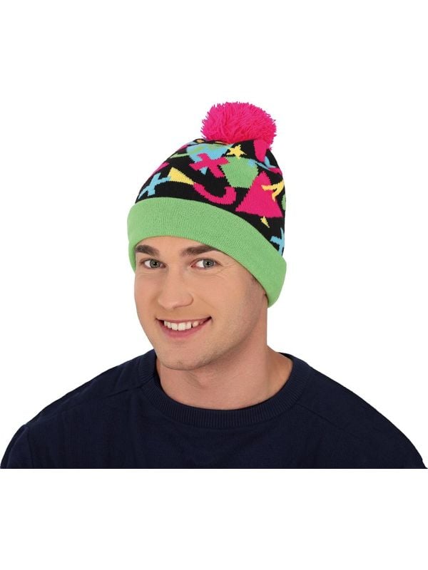 Gebreide Muts 90's Groen Roze main product photo