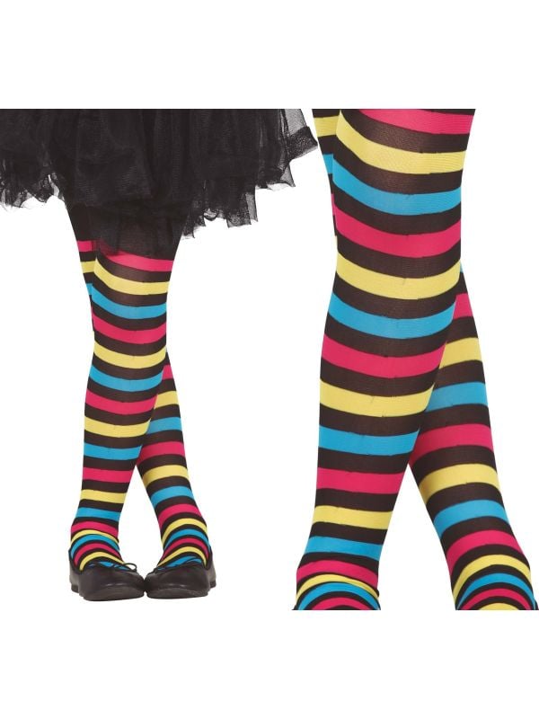 Gekleurde strepen panty kind