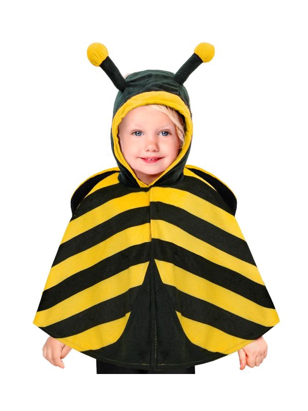 Gele Bijen Poncho Cape met Capuchon Kinderen 98 cm