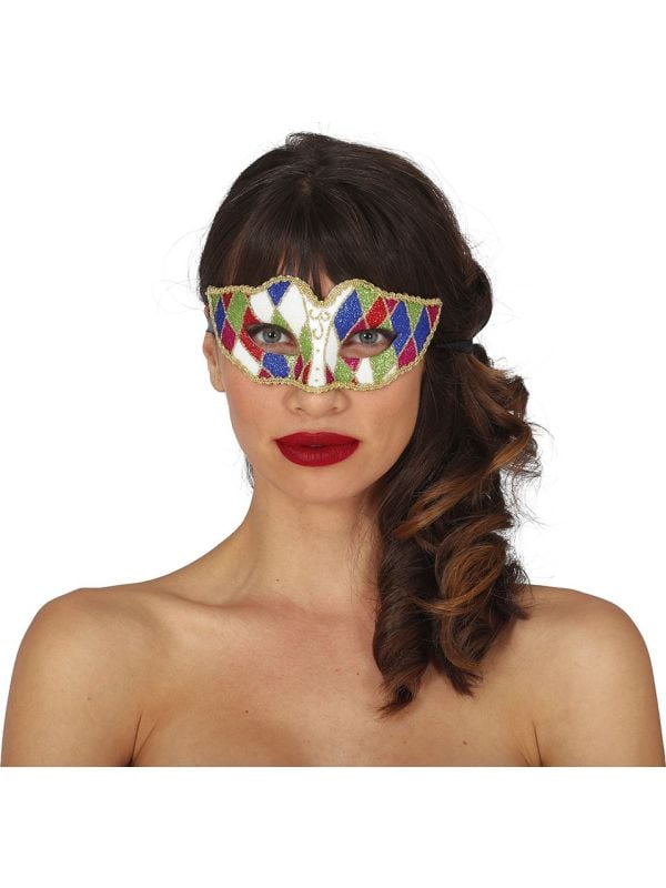 Geruit oogmasker harlekijn