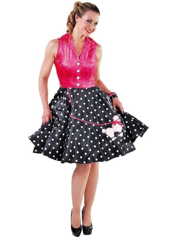 Gestipte retro jurk met poedel main product photo