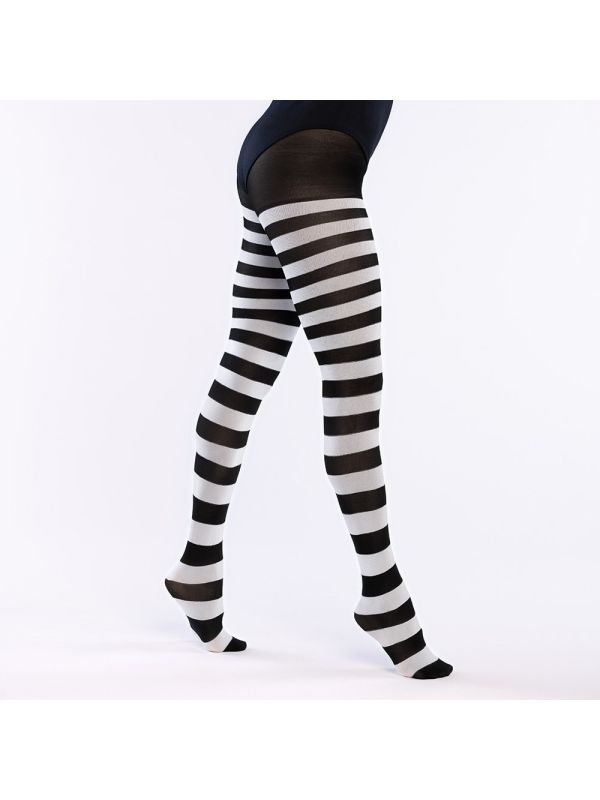 Gestreepte Dames Panty Zwart Wit