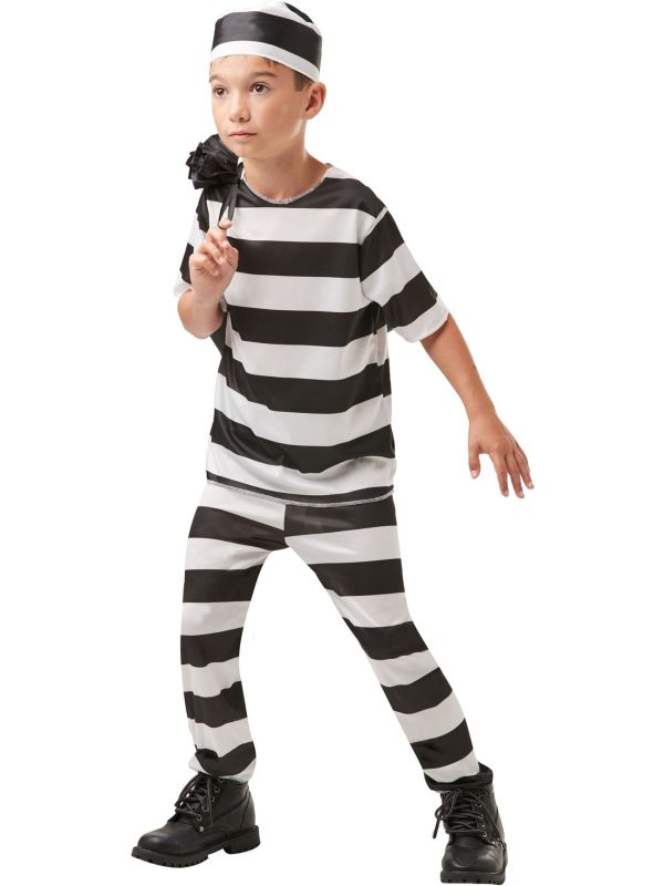 Gevangenis Kleding Zwart Wit Gestreept Kinderen