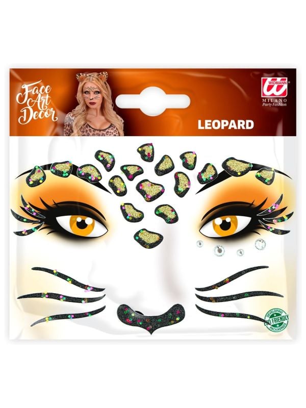 Gezicht glitter stickers luipaard main product photo