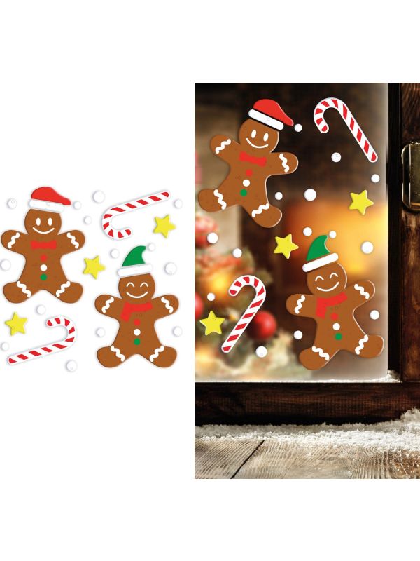 Gingerbread raam sticker gel kerst