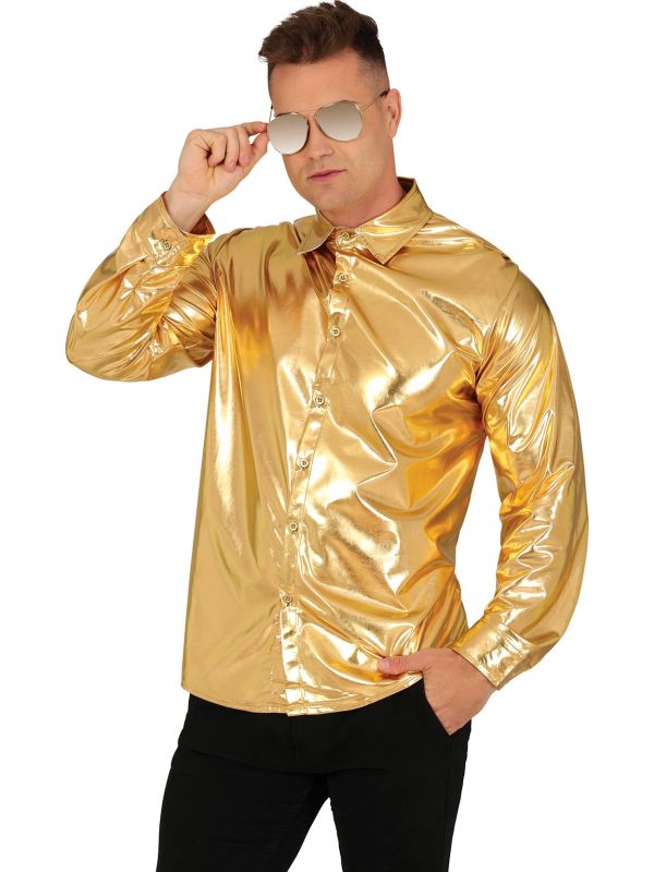 Glanzend Goudkleurig Discotheque Overhemd Heren main product photo