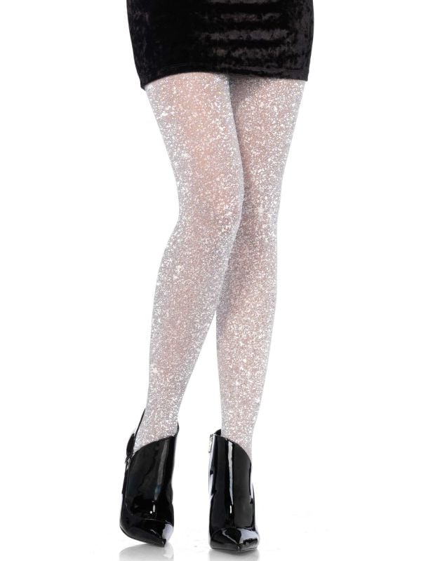 Glimmende panty zilver