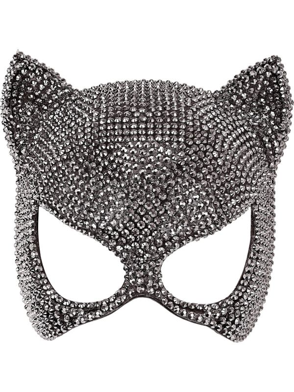 Glinsterend Kattenmasker Zilver met Diamanten