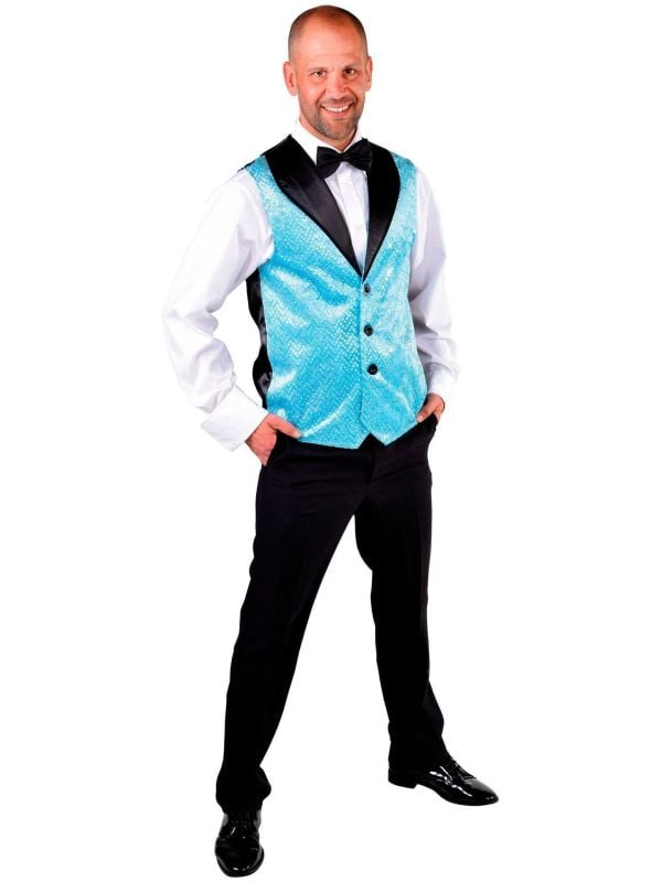 Glitter gilet blauw heren main product photo