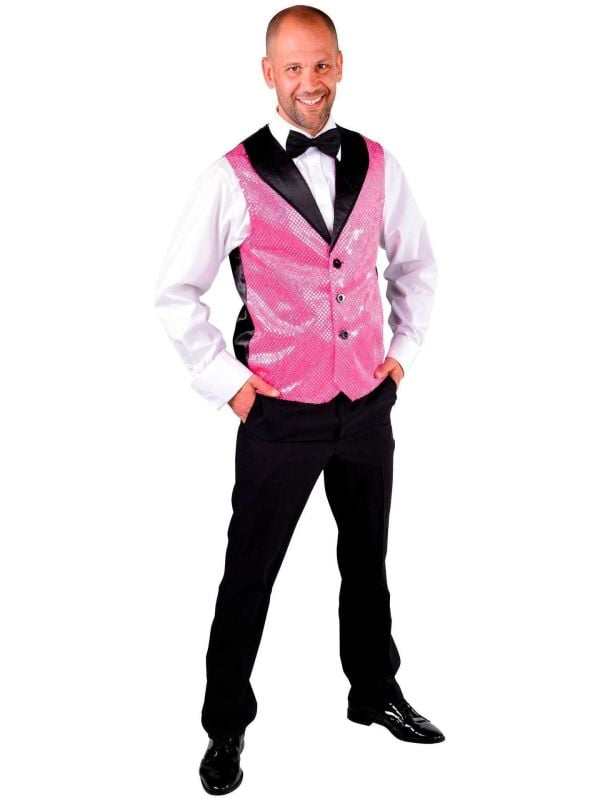 Glitter gilet met roze pailletten main product photo