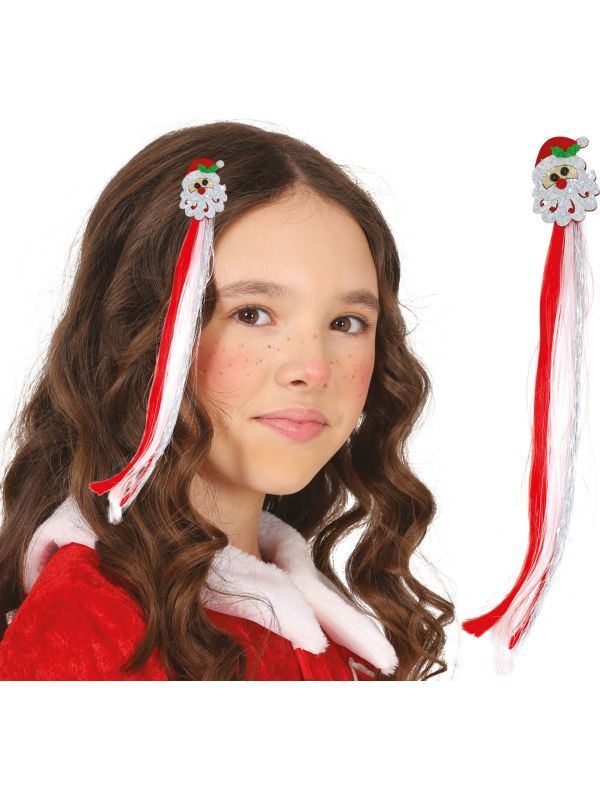 Glitter kerstman haarclip nephaar 30cm
