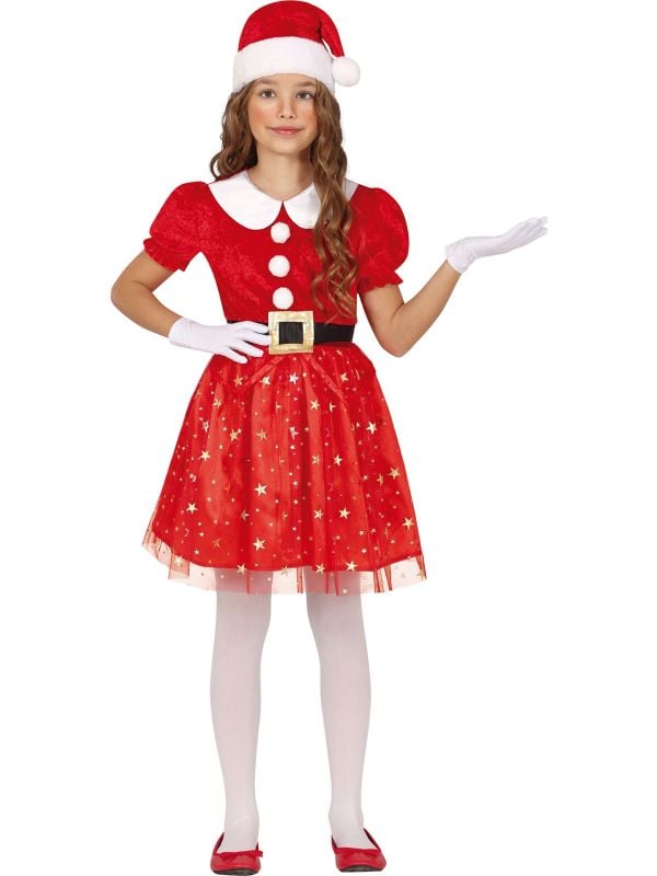 Glitter kerstmeisje jurk kinderen