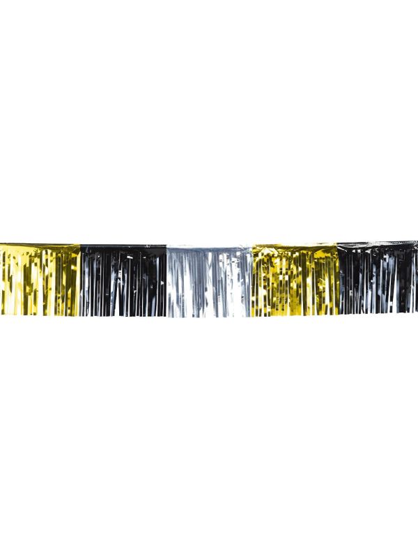 Glitter Oud en Nieuw Franjeslinger Zwart Goud Zilver