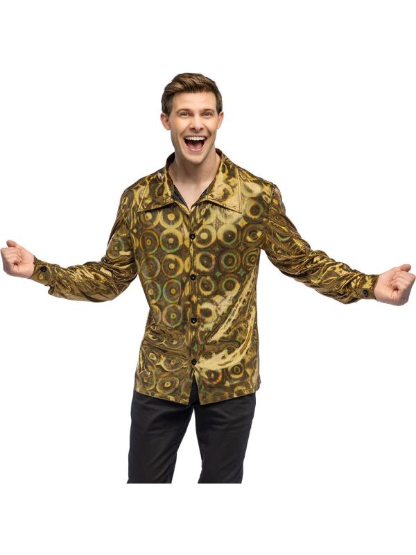 Glitter Retro Shirt Goud Heren