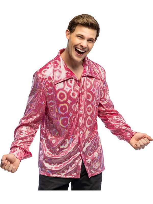 Glitter Retro Shirt Roze Heren