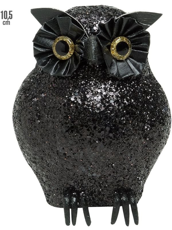 Glitter uil zwart